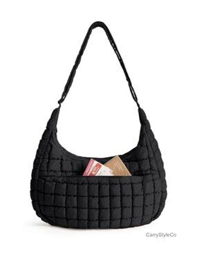 Quilted Crossbody Bag with 13.3 Inch Laptop Sleeve Adjustable Strap
